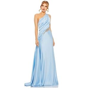 NWT MAC DUGGAL ONE SHOULDER EMBELLISHED SATIN GOWN size 8